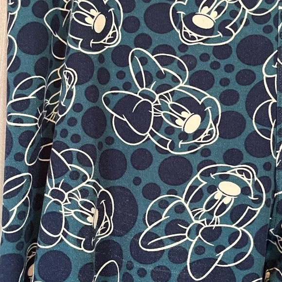 Disney LuLaRoe Minnie Mouse Leggings Women's Tall & Curvy Stretch Navy Blue/Teal - Picture 3 of 8